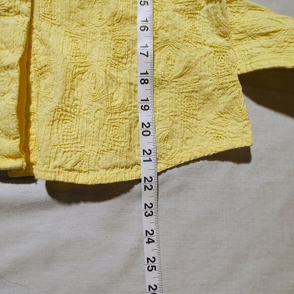 Coldwater Creek Women's Medium Yellow Embroidered Button-down Blouse - Picture 4 of 12